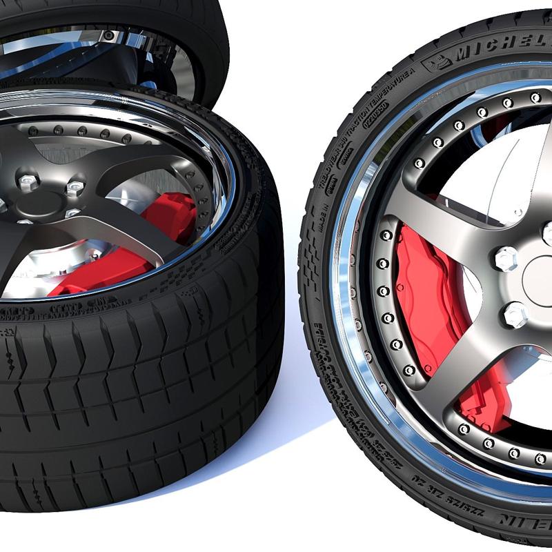 HRE Vintage 527 FMR 19 inch 1/24 scale (rims, brakes and tires set)