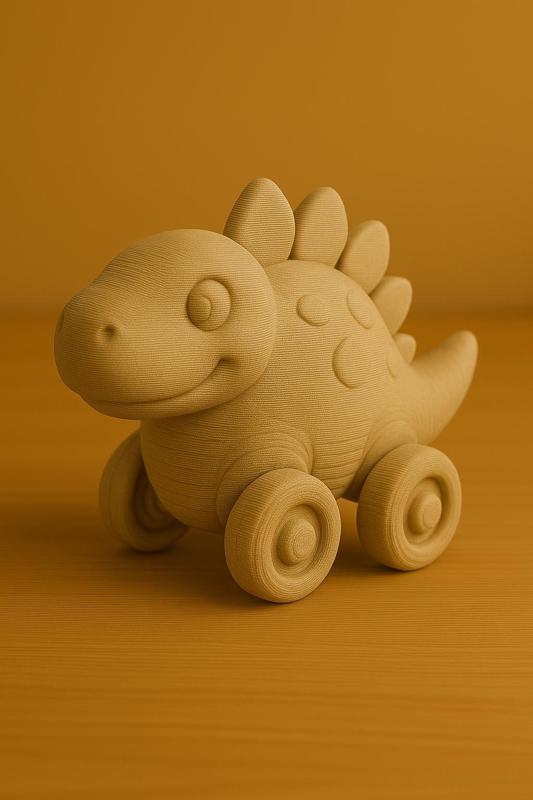 3D Printable Dinosaur Toy on Wheels – Cute Rolling Dino (Single Color Print)