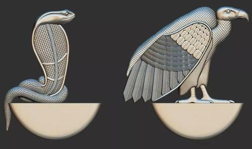 Egyptian relief of Nekhbet and Wadjet Vulture Cobra 3D model cnc