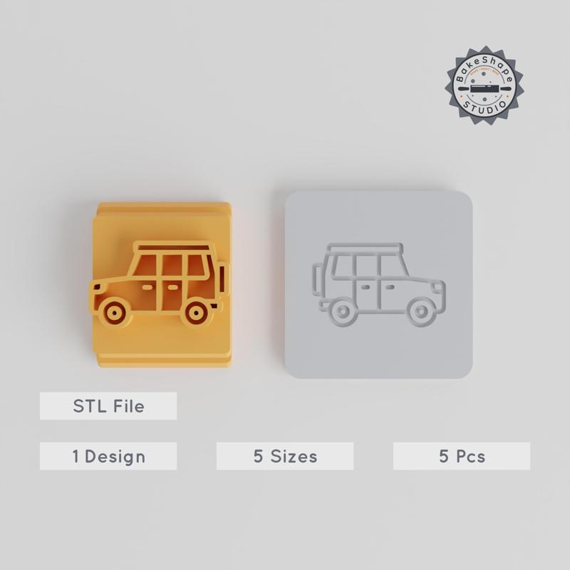 Spare Wheel SUV Stamp Tile Set, 5 Motif Sizes, Perfect for Clay, Cookies & Soft Materials