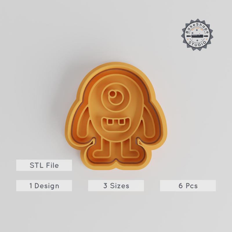 Oval Monster Cookie Cutter & Stamp Set, Cartoon Beast, Alien Shape Cutters, 3 Sizes, Fun Baking Tool Collection