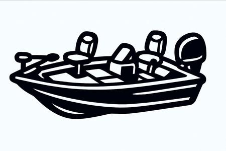 Bass Boat Bold Wall Art Single Color