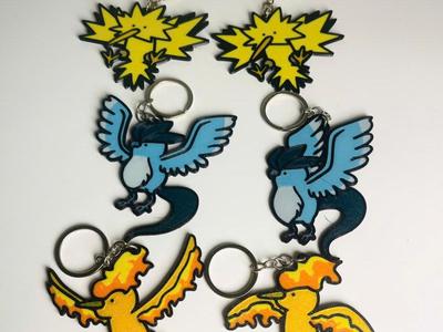 Zapdos, Articuno, Moltres Pokemon Keychain Pack
