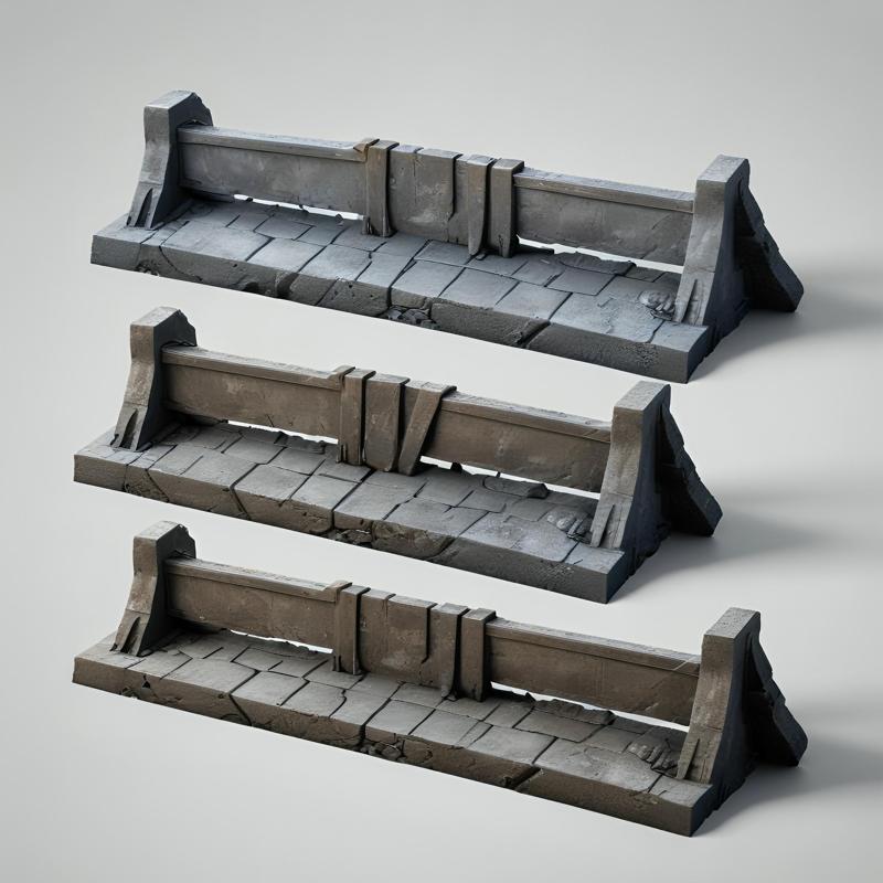 Damaged Concrete Barriers Pack – 3D Printable Urban Scenery
