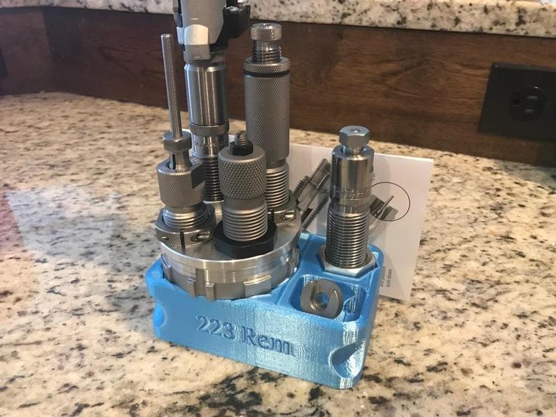 Reloading die tray for Lee 4-hole turret or 5 dies