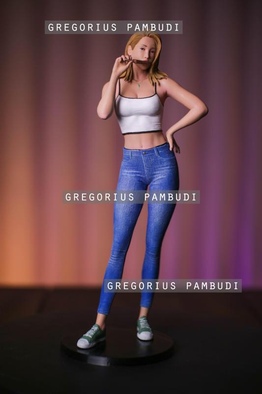 A woman eating ice cream statue 3d printable