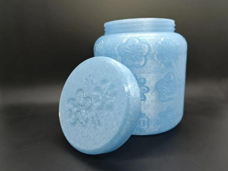 Carved Storage Jar/Lidded Bottle—Floral Rhyme Jar