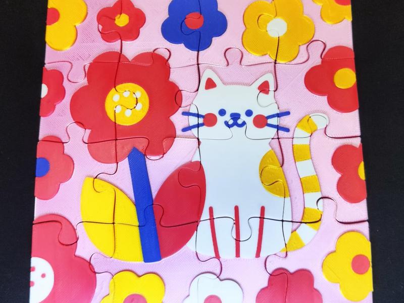 Joyful Kitten Garden Jigsaw Puzzle | Child-Friendly Educational Toy | Family Model