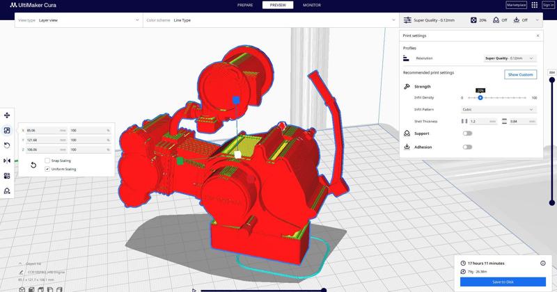 3d printed model motorcycle engine 50 cc