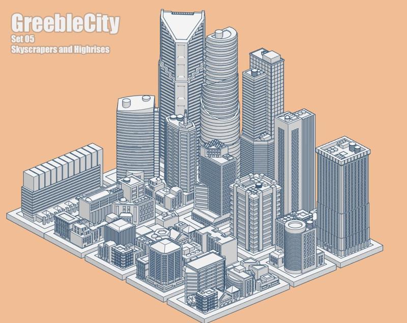 GreebleCity Set 05: Skyscrapers and High-rises