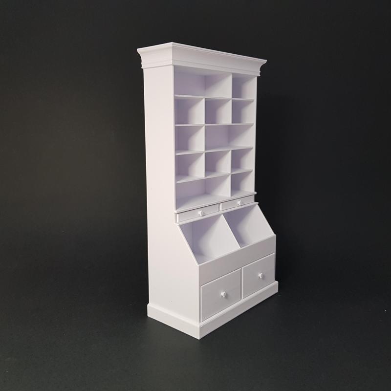 Miniature Shelving Unit With Working Drawers - Miniature Furniture 1/12 scale