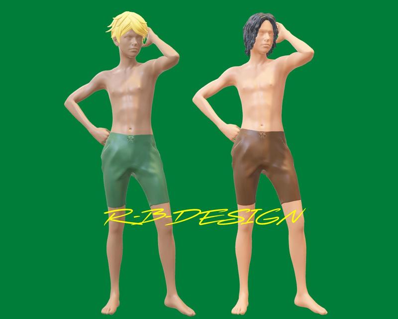 2x REALISTIC YOUNG TEEN TEENIE BOY MAN WITH 2 DIFFERENT HAIRSTYLES