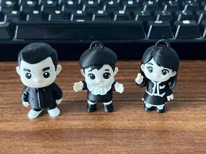 Q-version family of three Father's lovely baby