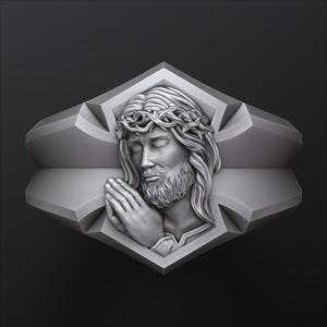 Praying Jesus Cross Ring 3D print model