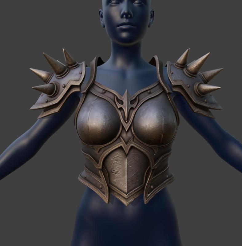 Female Dark Shredder Breast Armor and Pauldrons