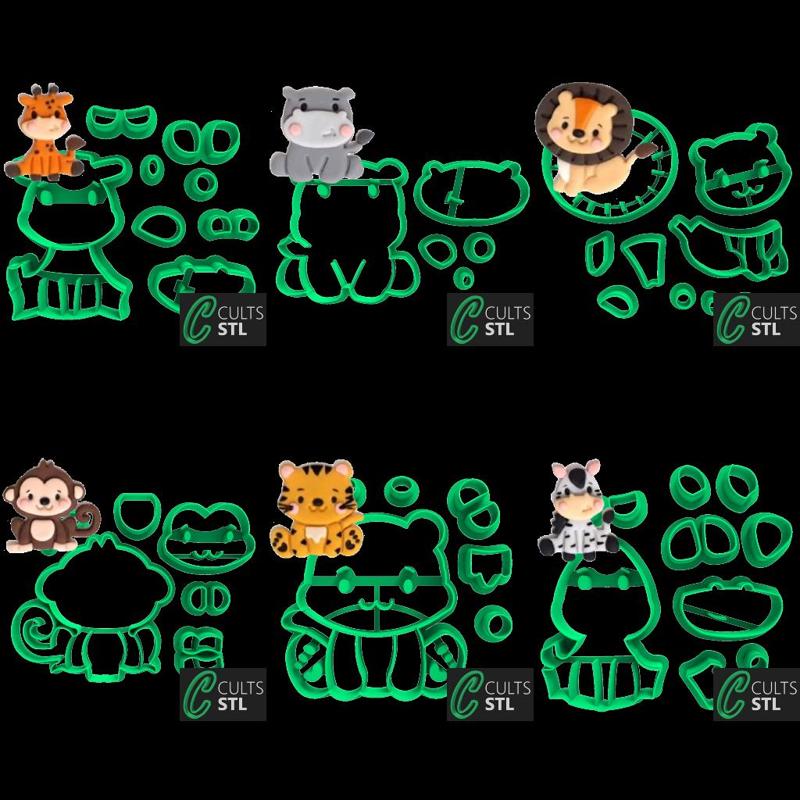 KIT CORTADORES ANIMAIS SAFARI - 6cm