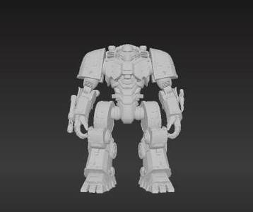 Futuristic Battle Walker 3D Model - Giant Armored Robot with Plasma Cannon & Gatling Gun - Sci-Fi Mech
