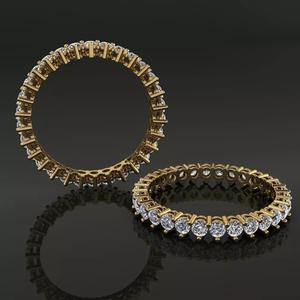 Double Basket 3 Prong Diamond Infinity 2mm Band Mix Size