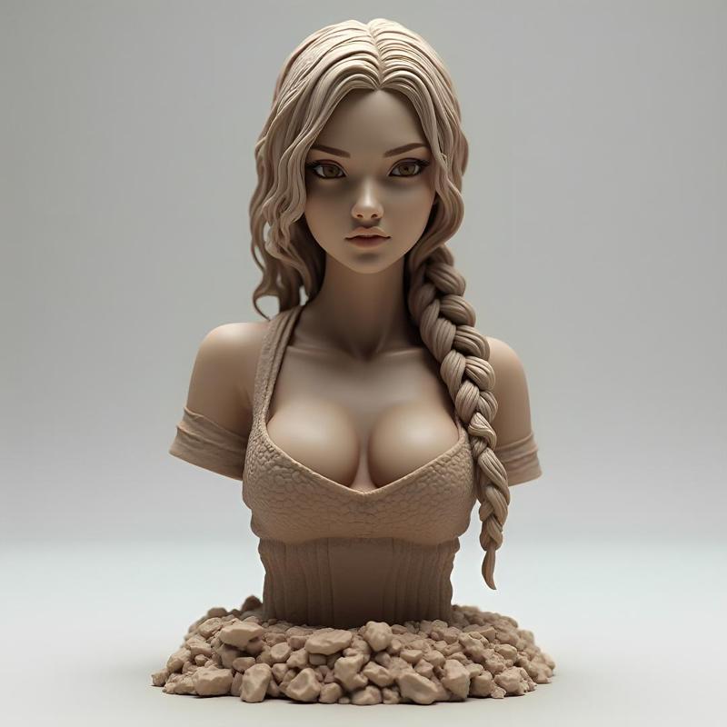 Female Bust: High-Detail Portrait