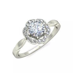 Elegant Floral Diamond Ring in Sterling Silver