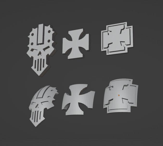 Chapter Iconography - Skull, Crosses, Flat and Shoulder Pad Conformed 3D Transfers