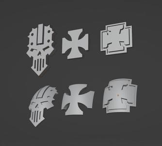 Chapter Iconography - Skull, Crosses, Flat and Shoulder Pad Conformed 3D Transfers