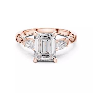 Emerald and Pear Cut Diamond Engagement Ring 3DM STL Video