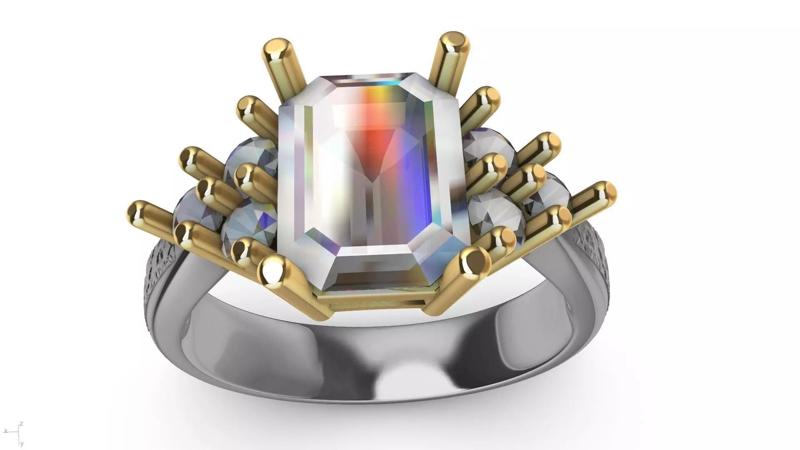 emerald cut 6 stone ring stl verified