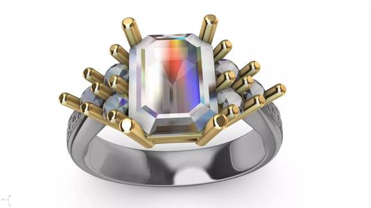 emerald cut 6 stone ring stl verified