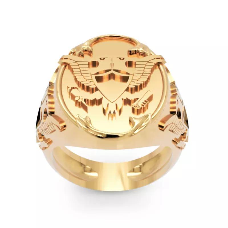 Double Headed Eagle Heavy Gold Signet Ring Design