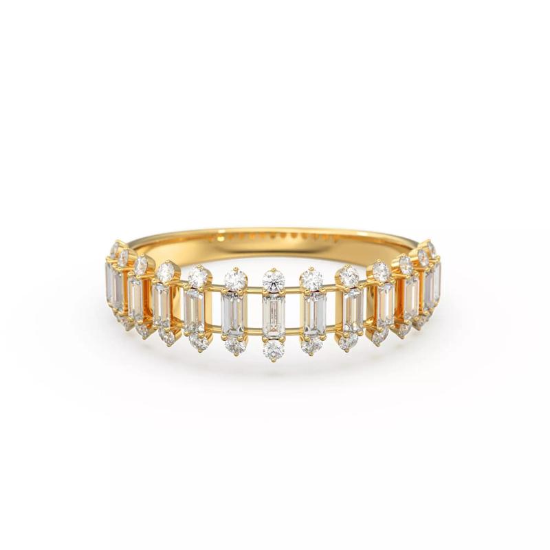 Baguette Diamond Anniversary Gold Ring Half Eternity Band