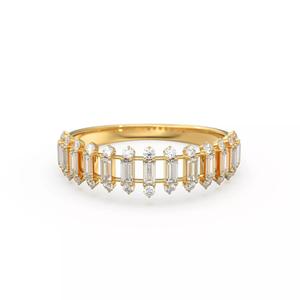 Baguette Diamond Anniversary Gold Ring Half Eternity Band