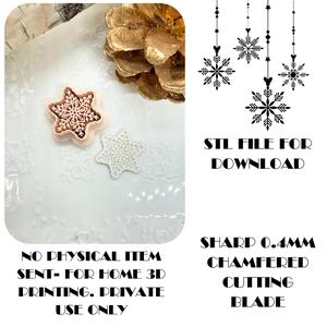 Embossed Snowflake Polymer Clay Cutter, STL File, Digital Download, Clay Tools, Christmas Clay Cutter, Detailed clay cutter,