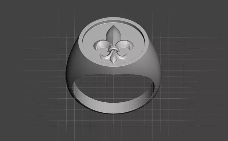 Round Signet Ring - Fleur De Lis