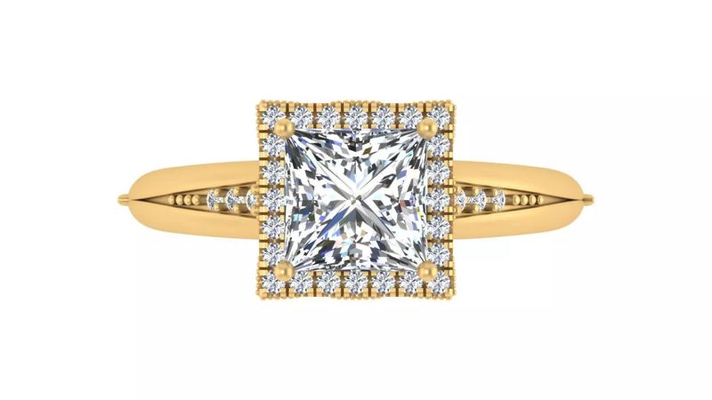 Royal Princess-Cut Halo Engagement Ring