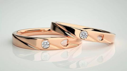 Solitaire Love Valentine Heart Couple Band Ring 3dm stl render