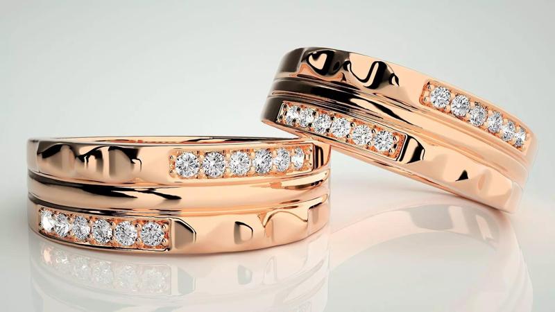 Thick Couple Band Ring 3dm stl render detail