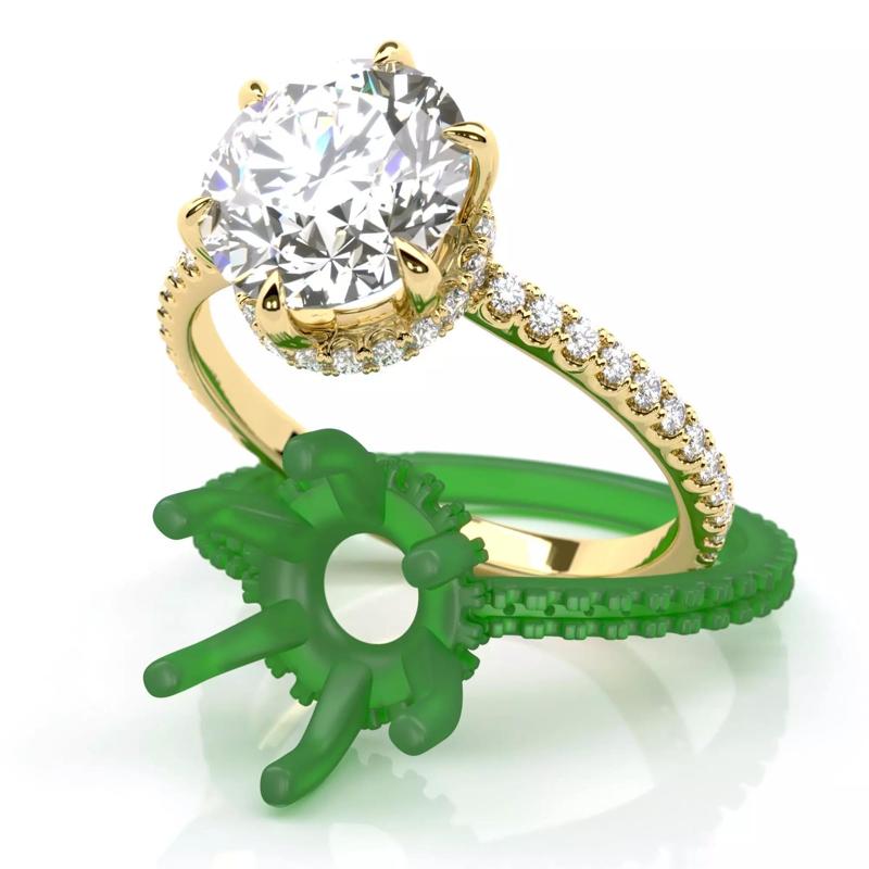 Round cut diamond engagement ring with belt