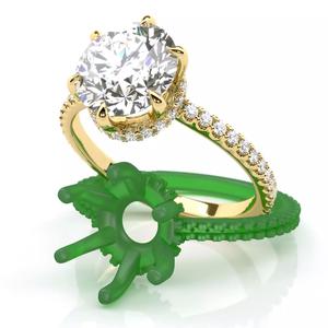 Round cut diamond engagement ring with belt