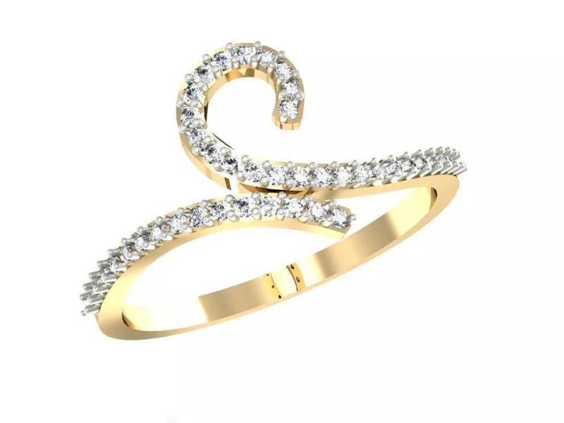 S Shaped Diamond Band Ring