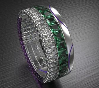 Rings Beautiful Emerald  Amethyst And Sapphire 3D Models