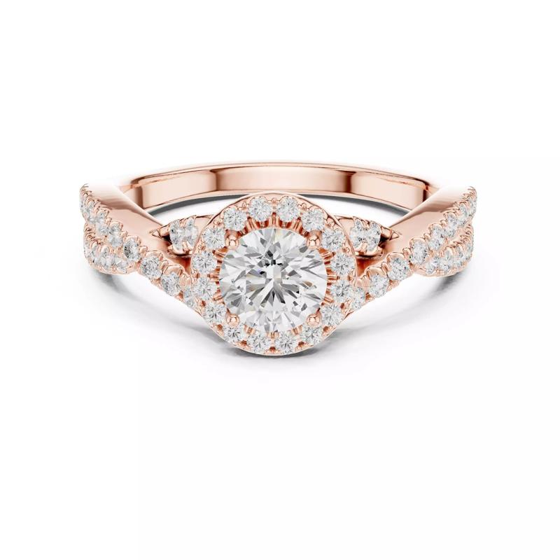 Round Cut Halo Pave Diamond Split Shank Ring 3DM STL Video