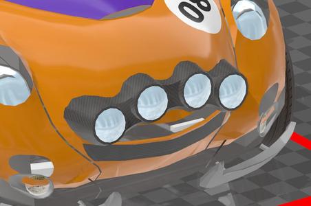 Rally 4-Head grille - 3D STL file for assembly (support + headlights + lenses)