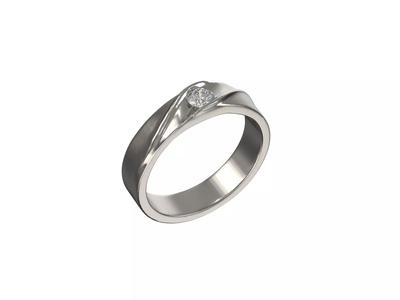 1028-Ring with folds and diamond