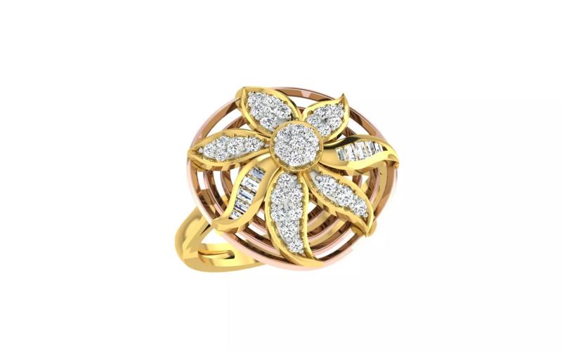 Solitaire Engagement Wedding Women Flower Ring