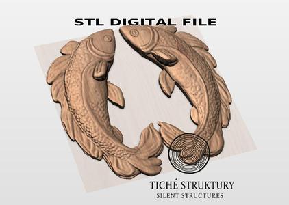 Two Fish – Symmetrical Relief – 3D STL Model