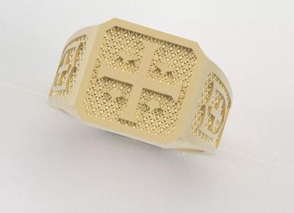 Octagon Ring with Engraved Crosses