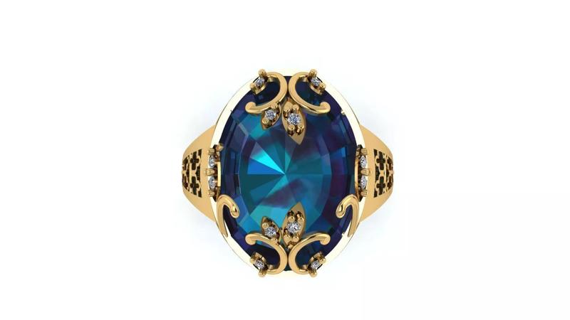 DIAMOND AND BLUE TOPAZ RING 3D PRINTABLE MODEL
