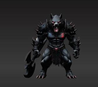Bipedal Armored Alpha Wolf STL - Ferocious Battle Beast Commander 3D Print - Grimdark Fantasy Miniature for Wargaming & Collectors