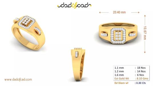 Mens Natural Moissanite Ring for Engagement and Fashion Style